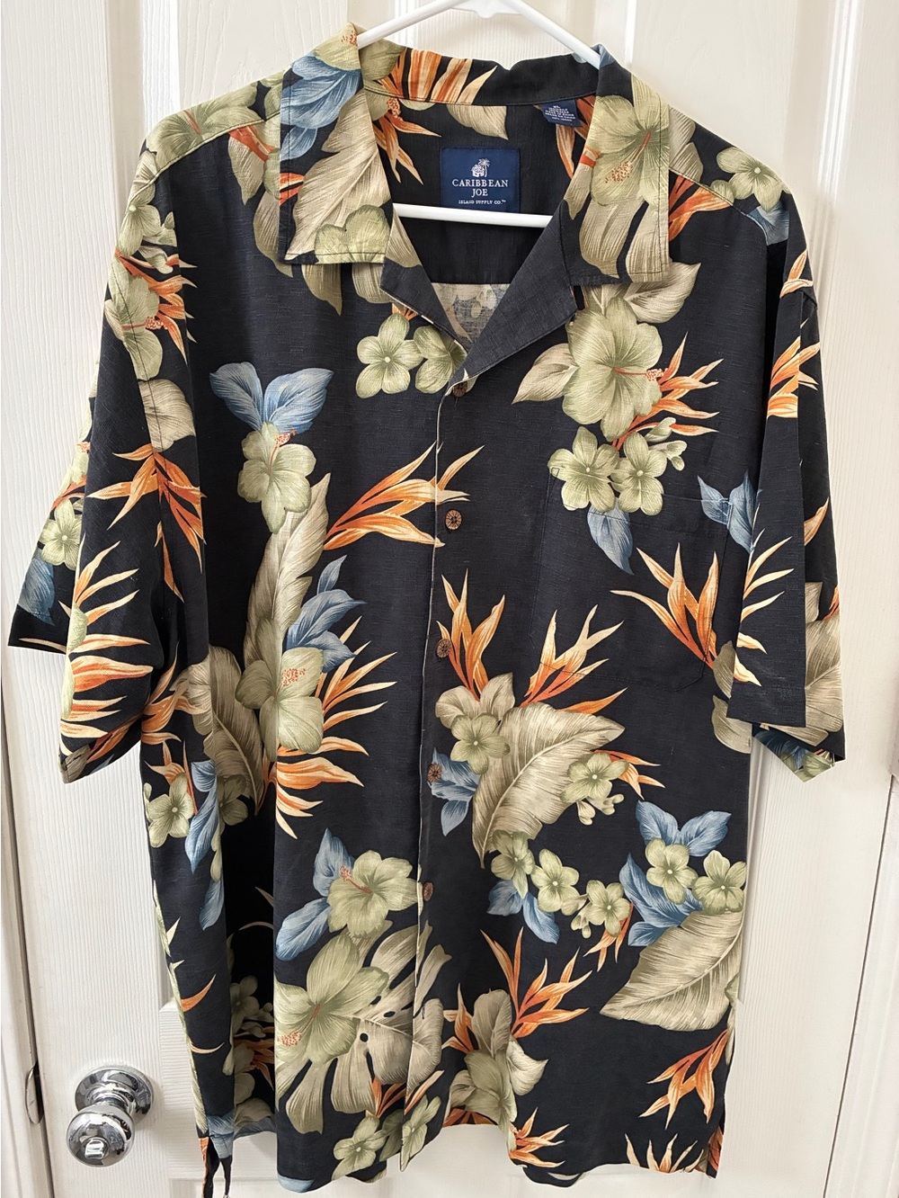 Caribbean Joe 100% Silk Hawaiian Camp Shirt - Size XL